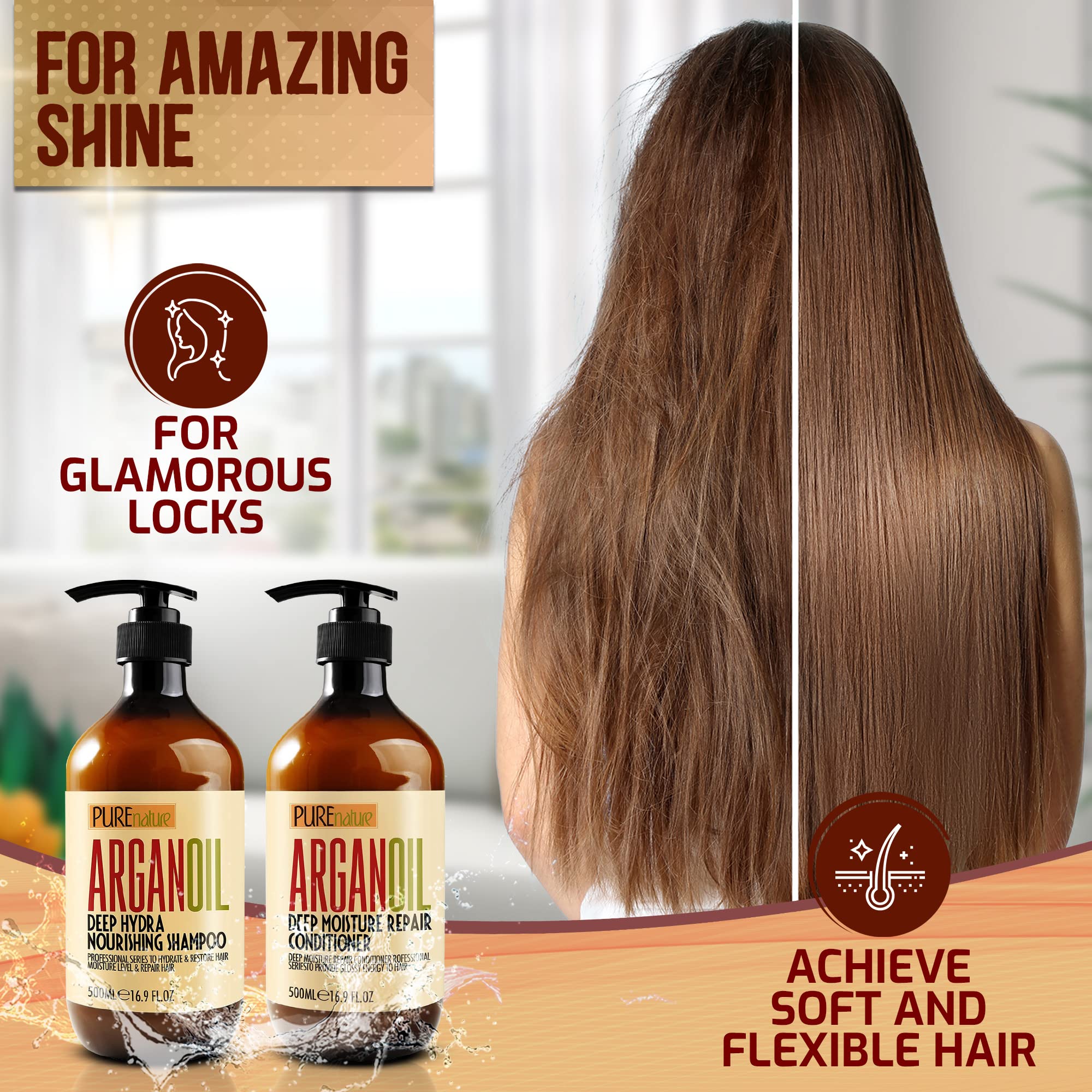 Amazon.com: PURE NATURE Lux Spa Moroccan Argan Oil Shampoo and